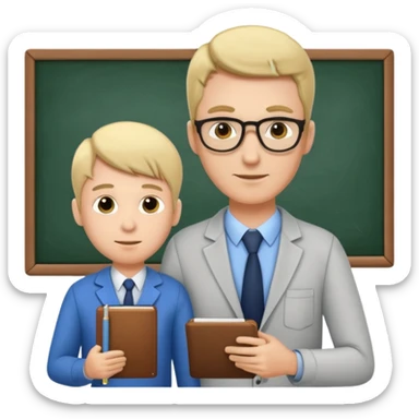 male teacher helping student sticker