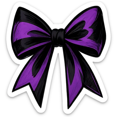 emo bow, black and purple, expressive and stylish, remove background sticker
