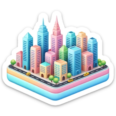  colorful shiny glossy pastel city  sticker