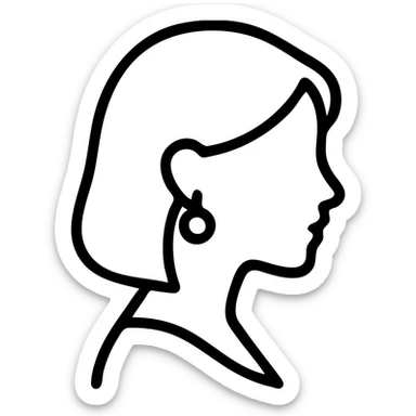 clean line outline of a woman in profile wearing earrings sticker
