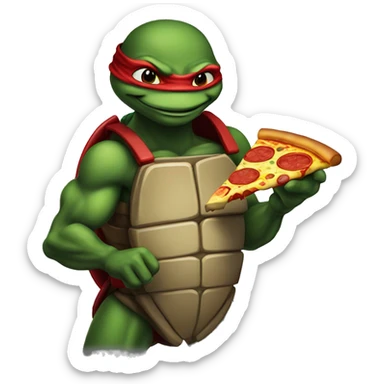 raphael tmnt with pizza dark grey background sticker