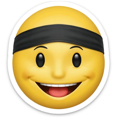 A smiley face wearing a gag and blindfolded sticker