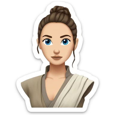 Star wars Rey blue eyes messy hair bun sticker