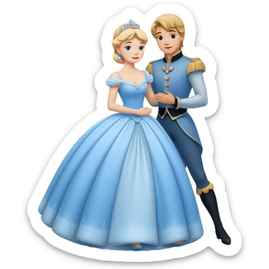 Fairy tale Cinderella, the prince embraces Cinderella sticker