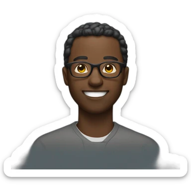 a black man with spec using mac facing right smiling sticker