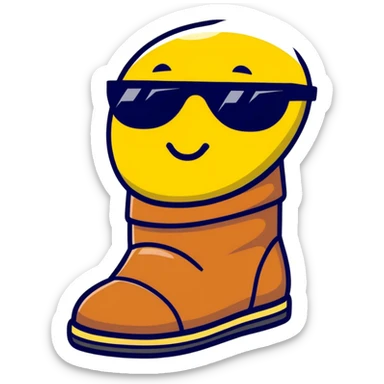 A smart and stylish Russian felt boot (valenok) with a happy face and sunglasses, looking awesome sticker