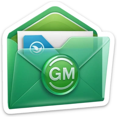 A simple emoji-style icon of a transparent green plastic gym logo, folder envelope, slightly open, with clean edges, soft shine, and subtle shading, conveying fitness organization and active lifestyle. sticker