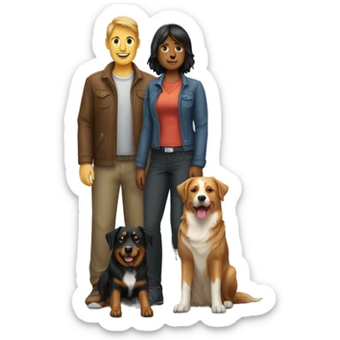 man woman with Collie Rottweiler dog sticker