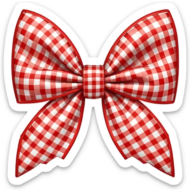 red gingham plaid bow sticker