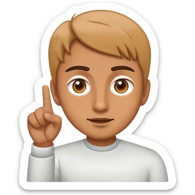 Person pointing at there eyes sticker