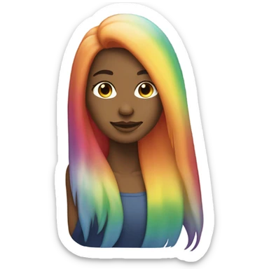 Beautiful woman with rainbow ombré hair sticker