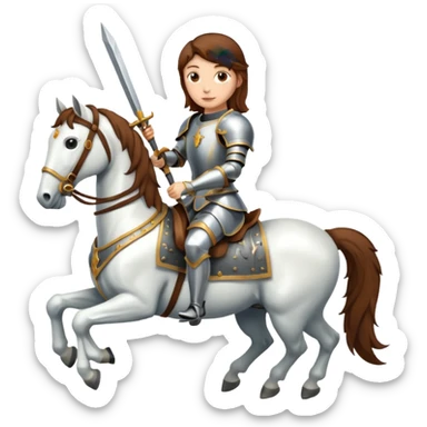 Renaissance princess knight with brown hair on horse sticker