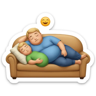 a lazy fat boy sleeping on a sofa sticker