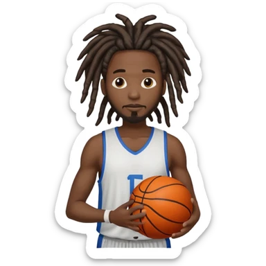 Black guy with dreads that’s holding a basketball sticker