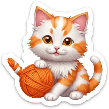 playful kitten with a ball of yarn sticker