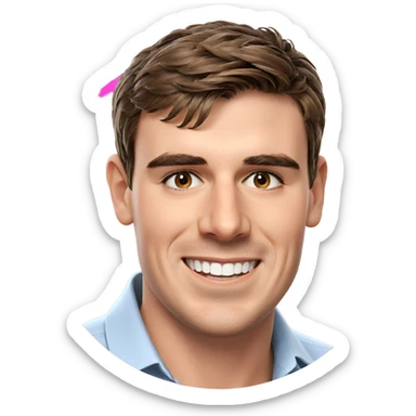 smiling boy portrait with brown hair sticker