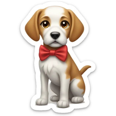 A dog with a bow on its tail sticker