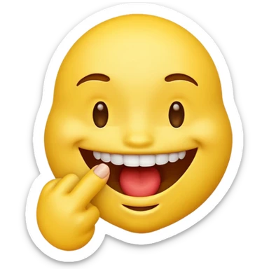 yellow emoji with thick lips biting its finger sticker