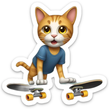 skateboarding cat sticker