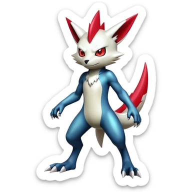 Cool Edgy Badass Shiny Futuristic Legendary Digimon-Sneasel-Zangoose-hybrid full body sticker