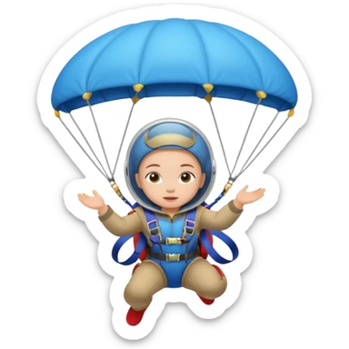 Skydiving girl baby shaman with parachute and UFO blue sticker