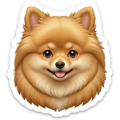 Create a golden pomeranian, all cute and adorable entire  only face and body  sticker
