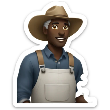 A black farmer working at a cotton field sticker