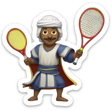 Sultan playing tennis in 1235 year sticker