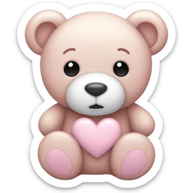 Light pink teddy bear with white heart sticker