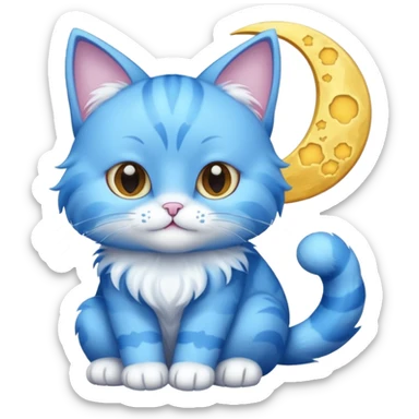 Blue cat holding a moon in it’s paws 🌙🐱 sticker