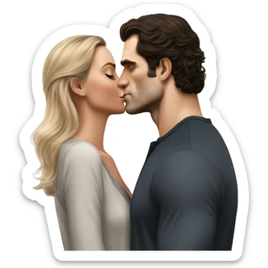 realistic photo of Henry Cavill kissing a beautiful female model  sticker