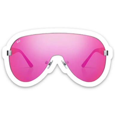 pink mirrored shield sunglasses, Y2K cyber style, frameless design sticker