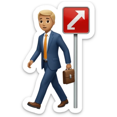 man leaving to a exit sign sticker