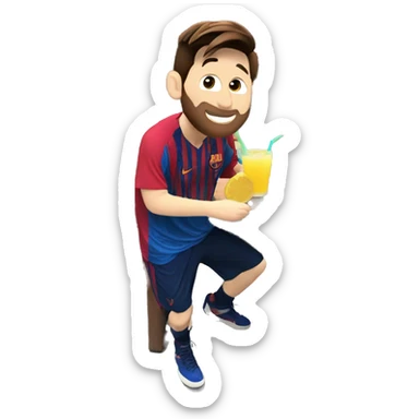 messi drinking  lemonade at Disney world  sticker