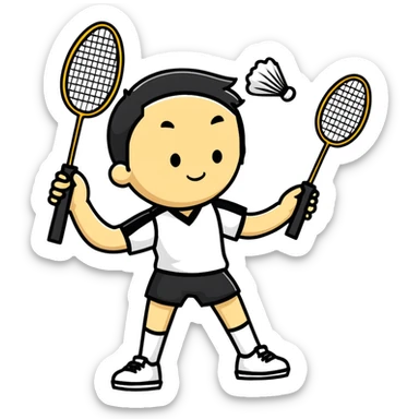 badminton player seen from back, no racket, legs semi-bent sticker