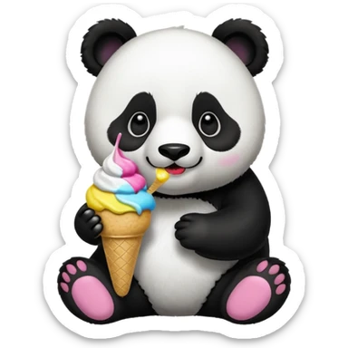 Panda eating ice cream sticker