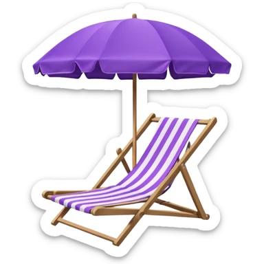 beach chair with striped purple umbrella sticker