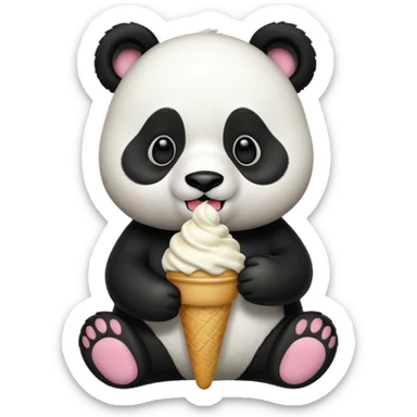 Panda eating ice cream sticker