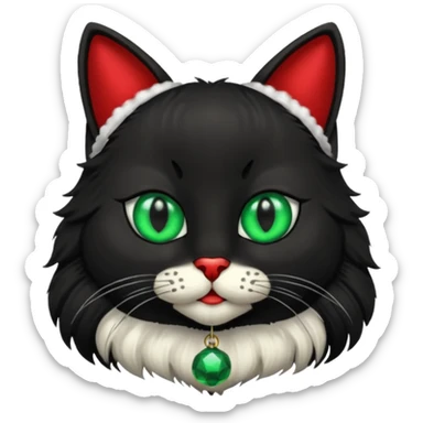 black cat wearing a jingle bell necklace sticker