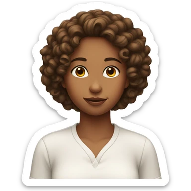 girl with brown curly hair giving a side eye sticker