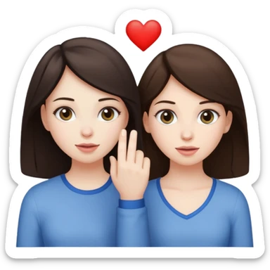 Brunette girl picking up another brunette girl  sticker