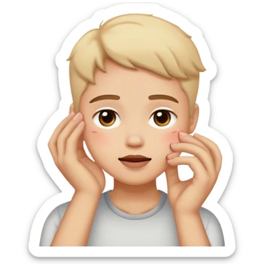 Person blushing putting their hand on their face sticker