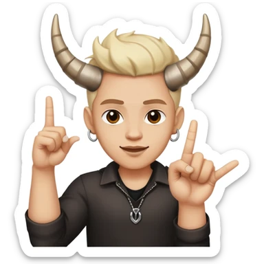 Rock on hand sign with light skin tone, horns gesture sticker