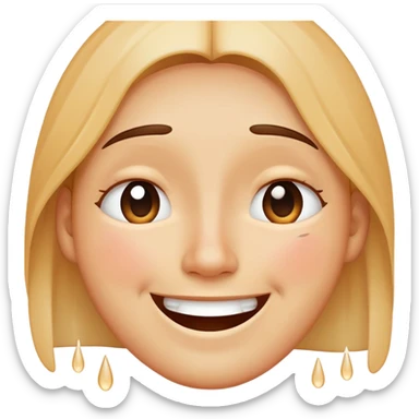 face with a smile but with tears streaming down, hiding sadness behind a happy face sticker