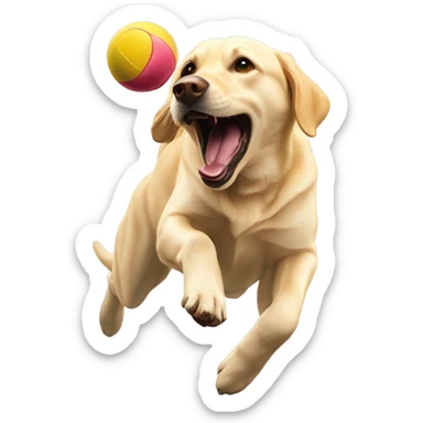 Yellow lab catching ball sticker