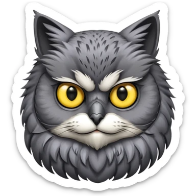 Give it a cat head with a owl body sticker