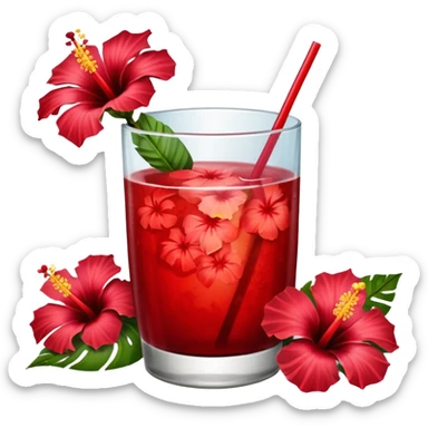 coconut drink with red flowers sticker