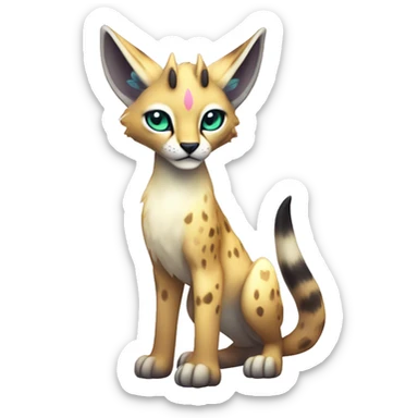 Cute Kawaii Epic Ethereal Sparkly Colorful Sergal-Serval-Caracal-Vernid full body sticker