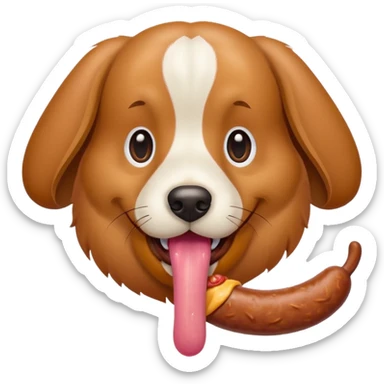 dog eating sausage sticker