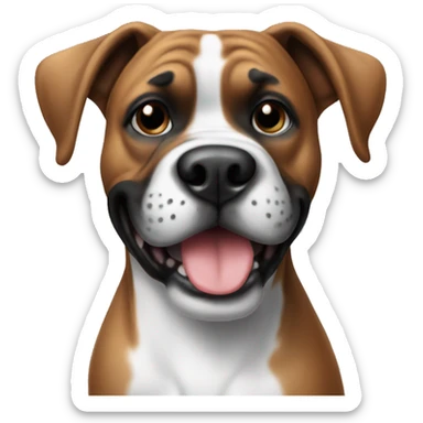 Dog boxer black and white with smile  sticker